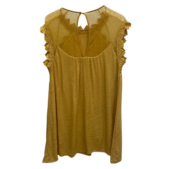 Andree  By Unit Gold Sleeveless Dress Sheer Shoulders With Accent Size  Medium - Picture 7 of 9